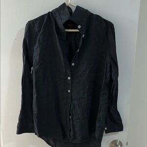 Women’s Quince Linen Black Button-Down Shirt